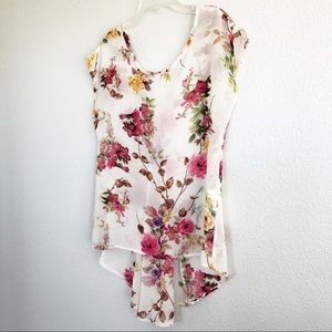 Charming Charlie Pink Floral Top Sz Small